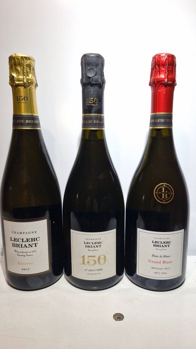 Leclerc Briant, Brut Réserve, 150th Anniversary  2015 Grand Blanc de Blanc - Champagne Grand Cru - 3 Flasker (0,75 L)