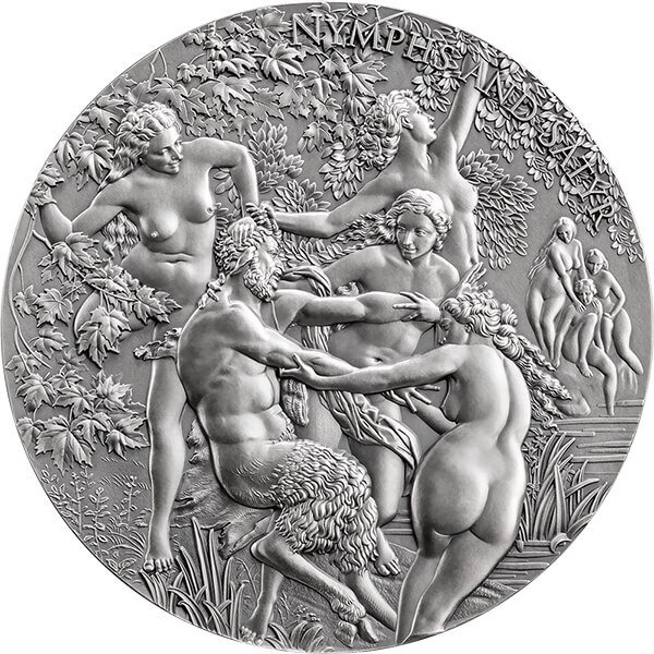 Cameroun. 5000 Francs 2023 Nymphs and Satyr Celestial Beauty 5 oz Antique finish (.999)