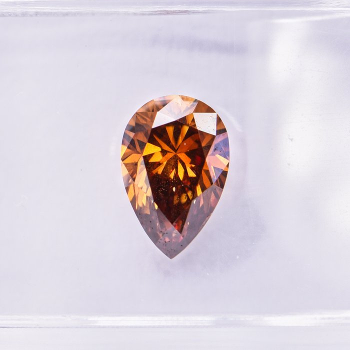 Ingen mindstepris - 1 pcs Diamant  (Naturfarvet)  - 1.08 ct - Pære - Fancy deep Gullig Orange - SI1 - International Gemological Institute (IGI)