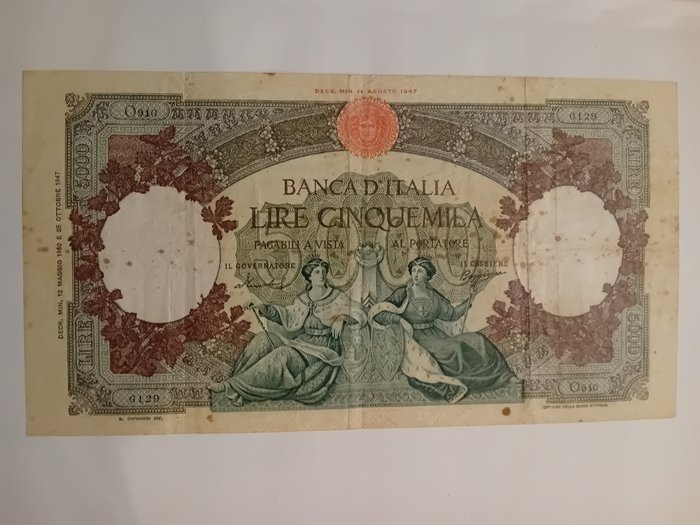 Italien. - 5.000 Lire 12/05/1960 "Regine del Mare" (Medusa) - Gigante BI 65N; Pick 85  (Ingen mindstepris)