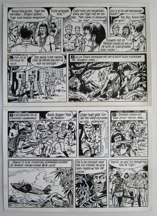 Willy Vandersteen / Karel Verschuere - 1 Original page - Biggles - Biggles in de jungle - 1965