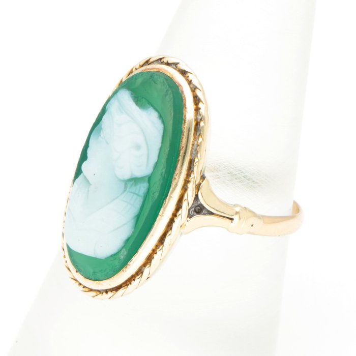 Ingen mindstepris - Ring - 14 karat Gulguld - Chrysoprase