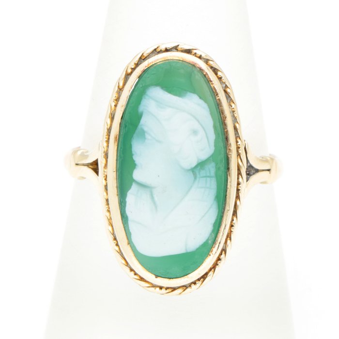 Ingen mindstepris - Ring - 14 karat Gulguld - Chrysoprase