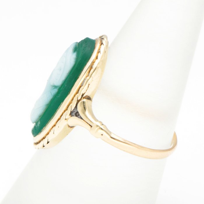 Ingen mindstepris - Ring - 14 karat Gulguld - Chrysoprase