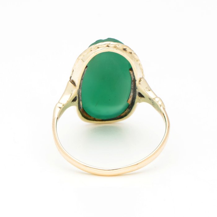 Ingen mindstepris - Ring - 14 karat Gulguld - Chrysoprase