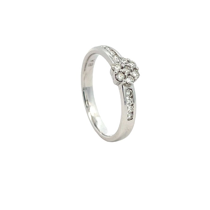 Ring - 14 karat Hvidguld -  0.40ct. tw. Diamant (Natur)