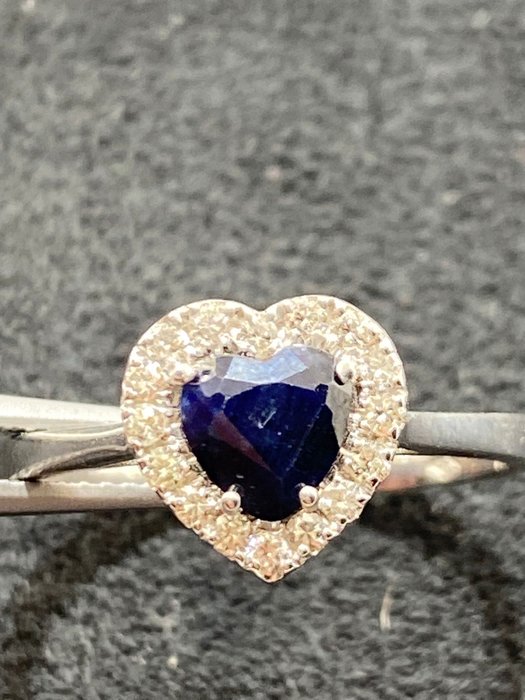 Ingen mindstepris - Ring - 18 kraat Hvidguld -  1.16ct. tw. Safir - Diamant - Naturlig safir Thailand