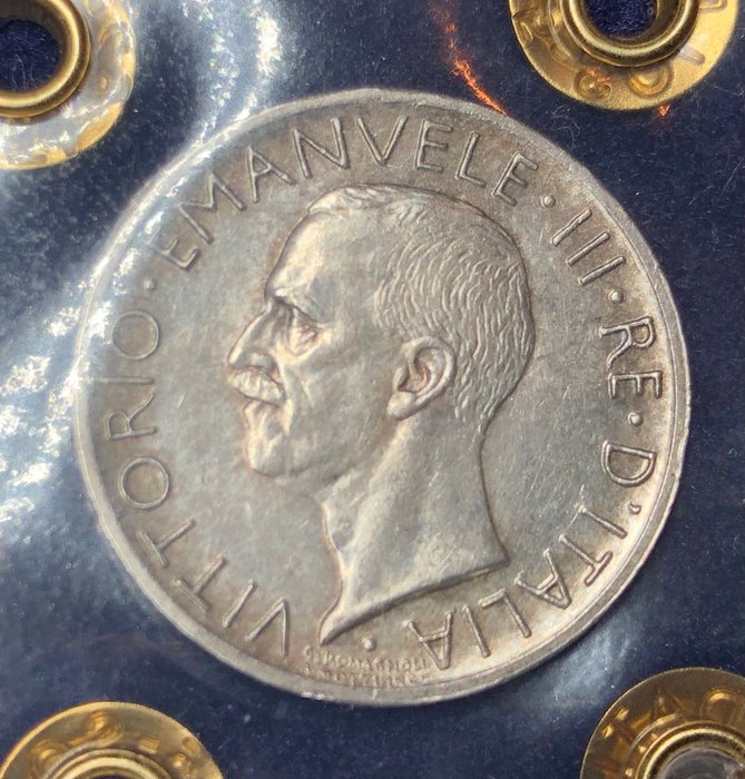 Italien, Kongerig Vittorio Emanuele III. 5 Lire 1926 "Aquilino" bordo largo  (Ingen mindstepris)