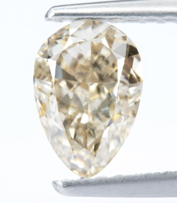 Ingen mindstepris - 1 pcs Diamant  (Naturfarvet)  - 090 ct - Pære - Fancy light Brunlig Gul - SI1 - Gem Report Antwerp (GRA)