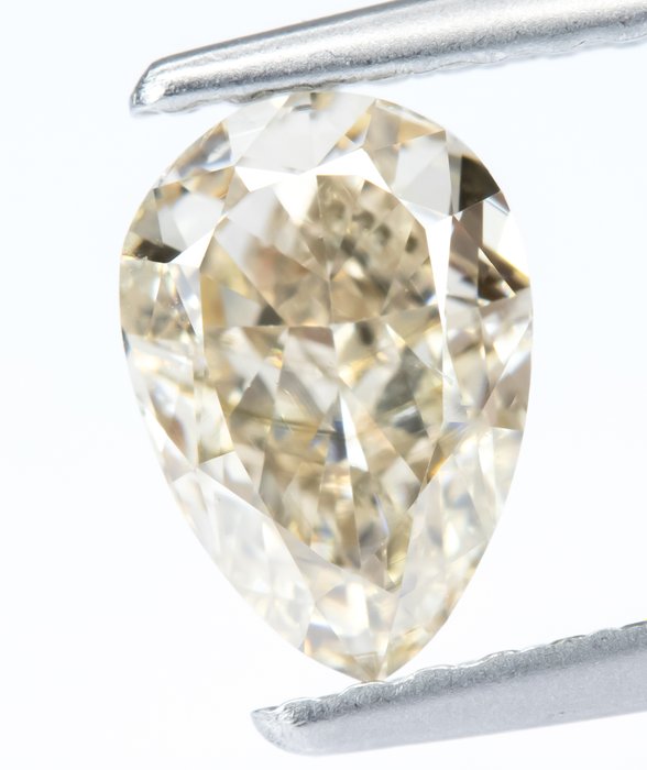 Ingen mindstepris - 1 pcs Diamant  (Naturfarvet)  - 090 ct - Pære - Fancy light Brunlig Gul - SI1 - Gem Report Antwerp (GRA)