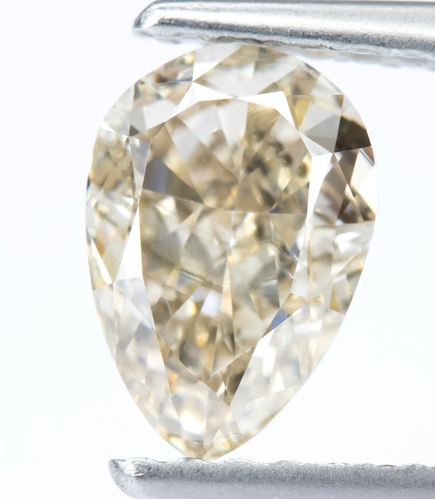 Ingen mindstepris - 1 pcs Diamant  (Naturfarvet)  - 090 ct - Pære - Fancy light Brunlig Gul - SI1 - Gem Report Antwerp (GRA)