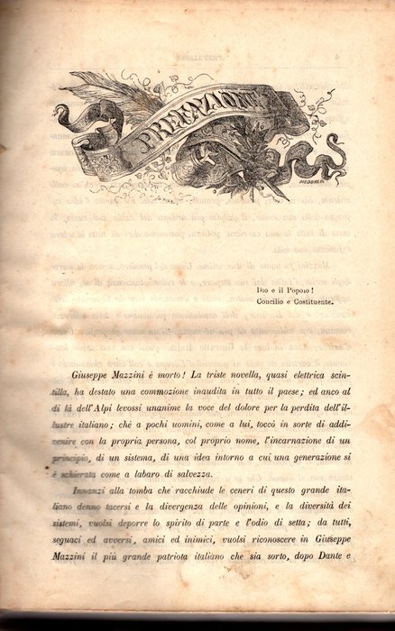 Pietro De Nardi - Giuseppe Mazzini La Vita gli Scritti le Dottrine - 1872