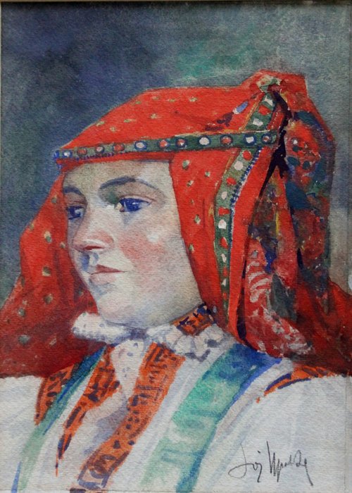 Joža Uprka (1861-1940) attributed to Attributed to - Portrait of a Slovak girl