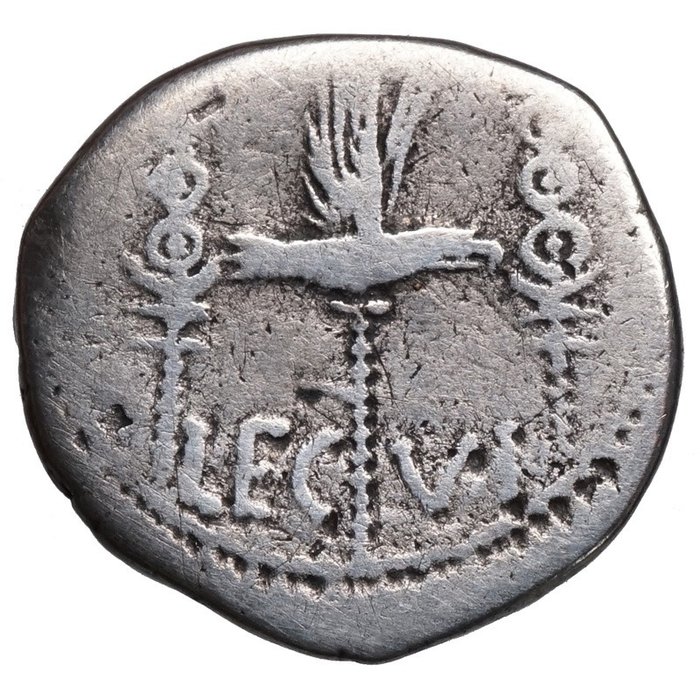 Romerske Republik (Imperatorial) Mark Antony Denarius LEGIONS-Denar Galeere LEG VI