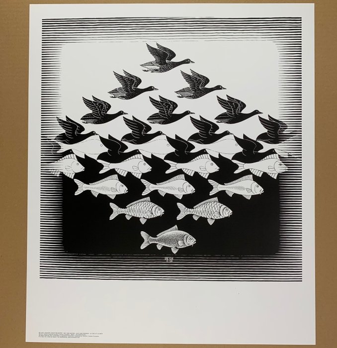 M.C. Escher (1898-1972) - Sky and Water, 1938 - Artprint - 65 x 55 cm