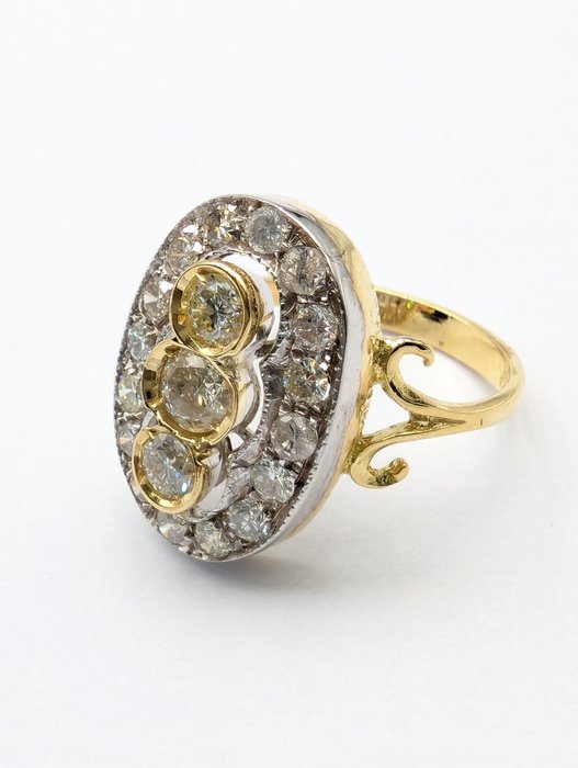 Ring - 18 kraat Gulguld, Hvidguld -  1.40ct. tw. Diamant (Natur)  - Diamant