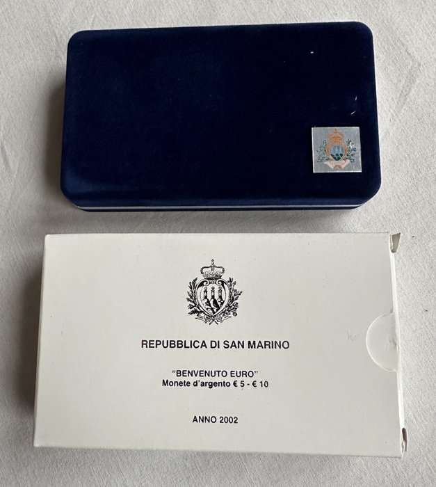 San Marino. 5 Euro / 10 Euro 2002 "Benvenuto Euro" - Dittico Proof  (Ingen mindstepris)