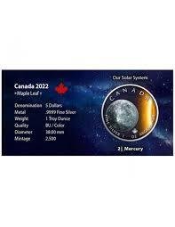 Canada 5 Dollars 2022 - Sonnensystem - Mercury - 1 Oz with COA  (Ingen mindstepris)