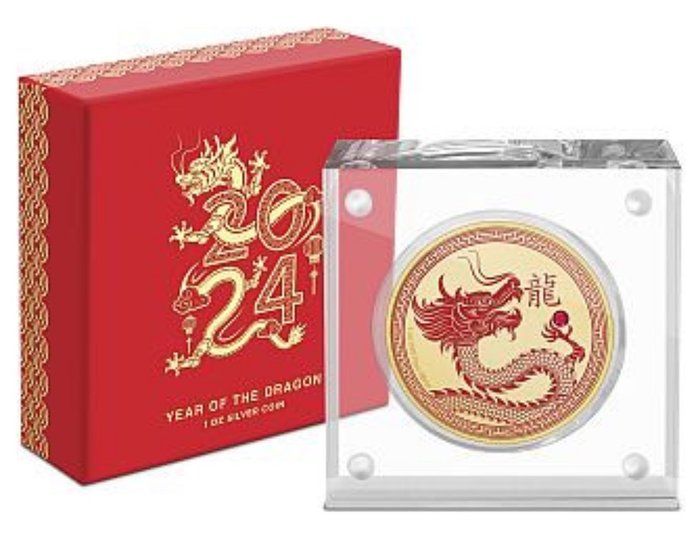 Niue. 2 Dollars 2024 Lunarserie - Drache, 1 Oz (.999)