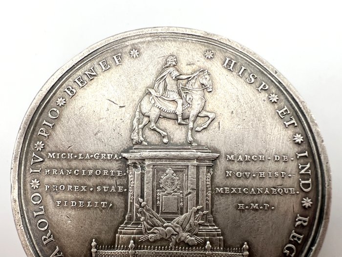 Mexico. Carlos IV (1788-1808). Silver medal Inauguration of the equestrian statue of Charles IV, large silver medal, 1796, by G. A. Gil,  (Ingen mindstepris)