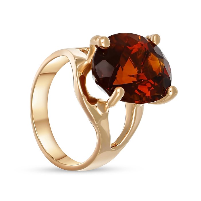 Ring - 14 karat Gulguld -  7.00ct. tw. Kvarts