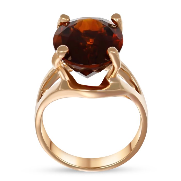 Ring - 14 karat Gulguld -  7.00ct. tw. Kvarts