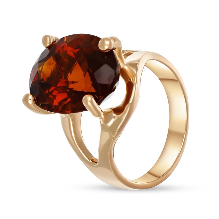 Ring - 14 karat Gulguld -  7.00ct. tw. Kvarts