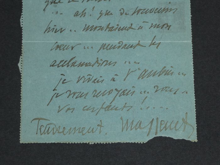 Jules Massenet - Lettre autographe signée - 1910