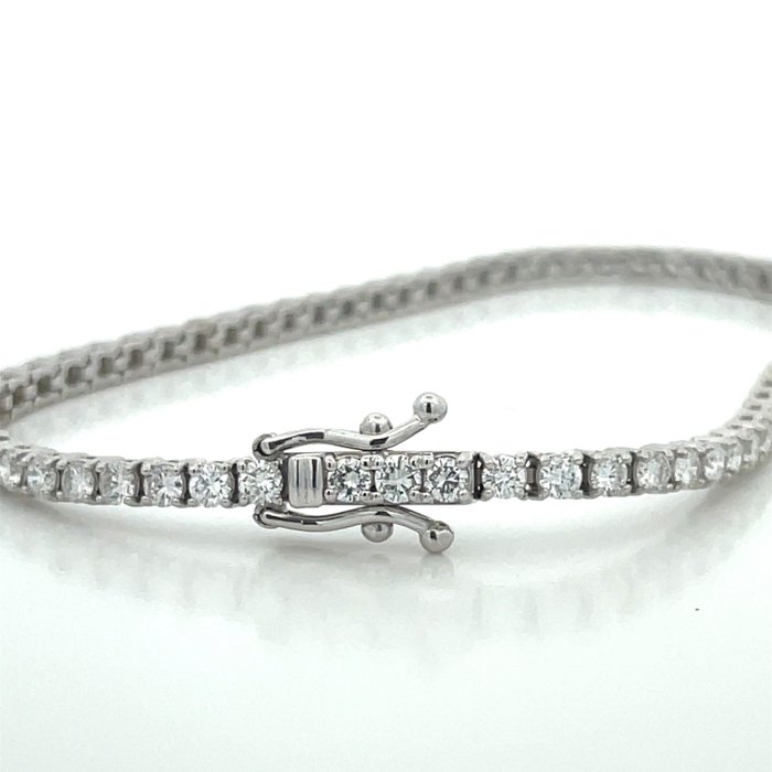 Armbånd - 14 karat Hvidguld -  4.15ct. tw. Diamant (Natur)