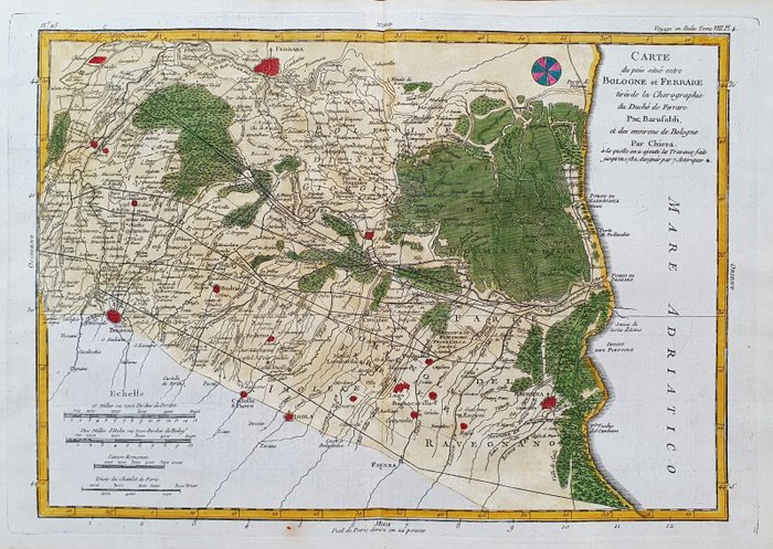 Europa - Italien Emilia Romagna Imola Faenza Ravenna Finale Ferrara; Baruffaldi / Chiesa - Carte du Pais situe entre Bologne et Ferrare tiree de la Corografie du Duchè de Ferrare - 1761-1780