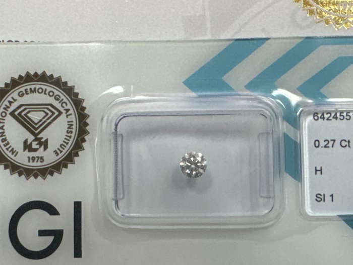 Ingen mindstepris - 1 pcs Diamant  (Natur)  - 0.27 ct - Rund - H - SI1 - International Gemological Institute (IGI)