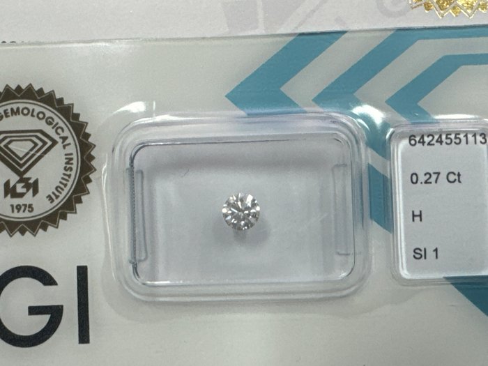 Ingen mindstepris - 1 pcs Diamant  (Natur)  - 0.27 ct - Rund - H - SI1 - International Gemological Institute (IGI)