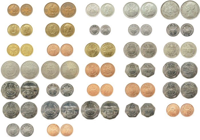 Madagaskar. Various Denominations 1943/2005 (32 coins)  (Ingen mindstepris)