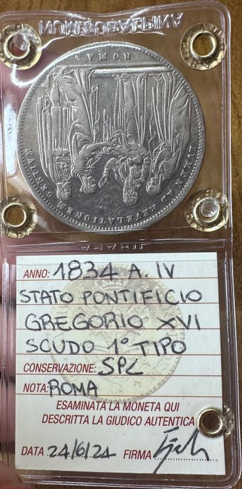 Italien, Kirkestaten. Pave Gregor 16. (1831-1846). Scudo 1834 A. IV - Roma