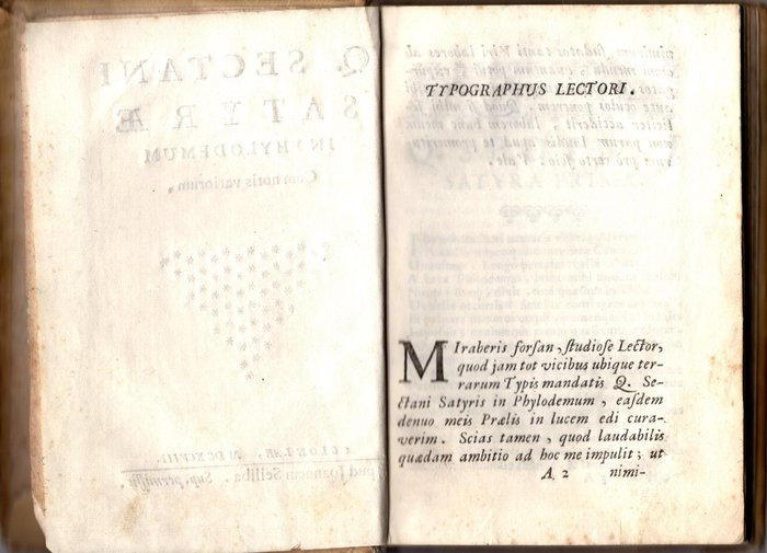 Quinto Settano - "Satyrae in Phylodemum, cum notis variorum" - 1698