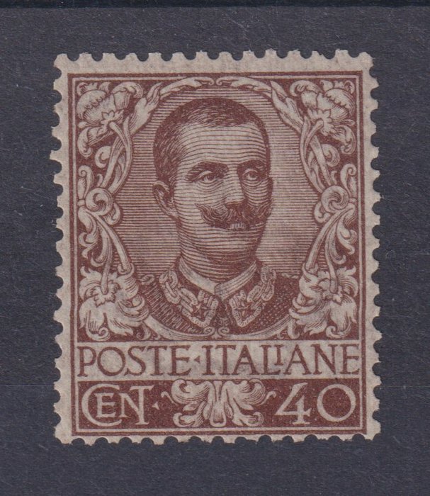 Italien Kongerige 1901 - Sassone 74 - Euro 8.250 - VEIII Floreale 40c ottima centratura, certificato oro