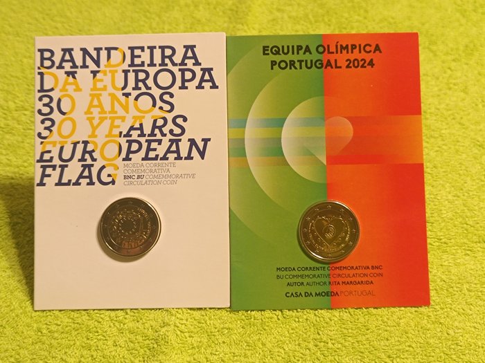 Portugal 2 Euro 2015/2024 "Bandeira da Europa" + "Equipa Olimpica Portugal" (2 monete)  (Ingen mindstepris)