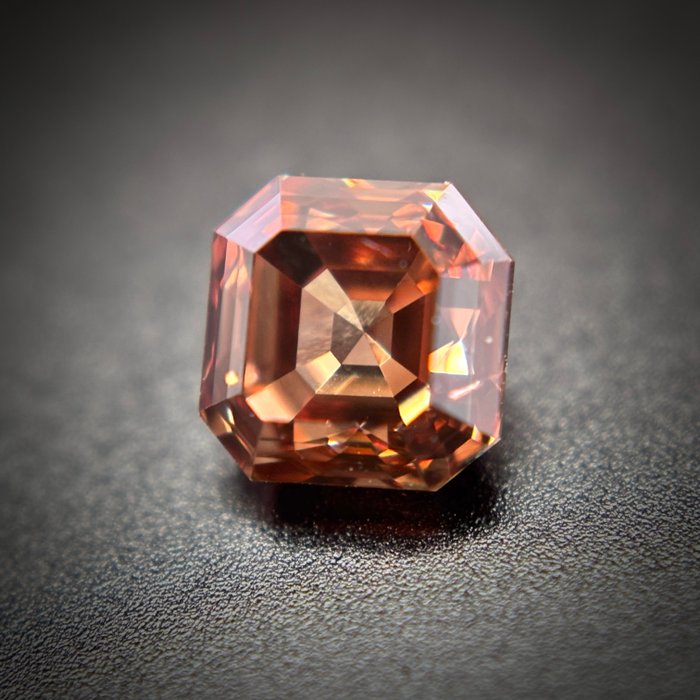 1 pcs Diamant  (Naturfarvet)  - 0.50 ct - Kvadrat - Fancy intense Orange nuance, Rosa Brun - SI2 - Antwerp Laboratory for Gemstone Testing (ALGT)