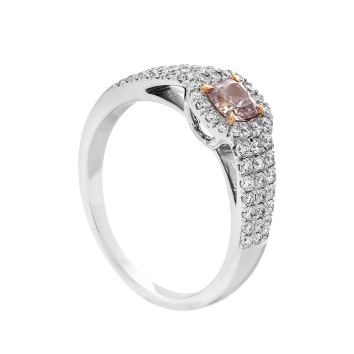 Ingen mindstepris - Ring - 18 kraat Hvidguld Rosaguld -  088ct tw Lyserød Diamant (Naturfarvet) - Diamant