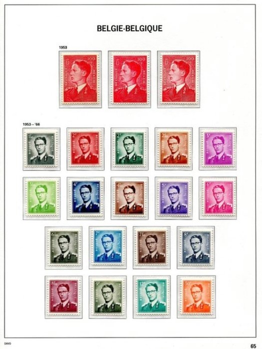 Belgien 1951/1958 - Kong Baudouin 'Marchand type': komplet serie - OBP/COB 924/26 - 1028/29 - 1066/75 in meerdere papiersoorten