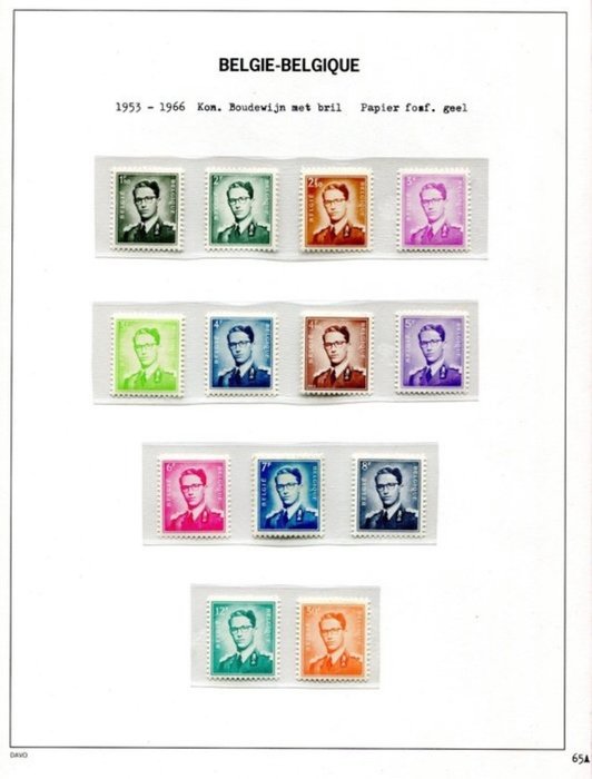 Belgien 1951/1958 - Kong Baudouin 'Marchand type': komplet serie - OBP/COB 924/26 - 1028/29 - 1066/75 in meerdere papiersoorten