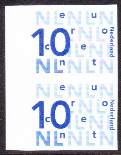 Holland 2006 - Tillægsstempel 010 € med variation: Helt uperforeret par med arkkant - NVPH 2135