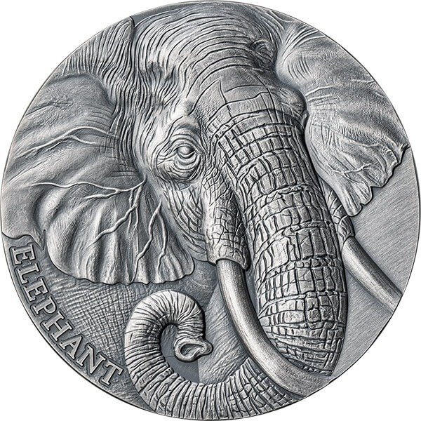 Cameroun. 2000 Francs 2023 Elephant Expressions of Wildlife Antique finish Silver Coin 2 oz