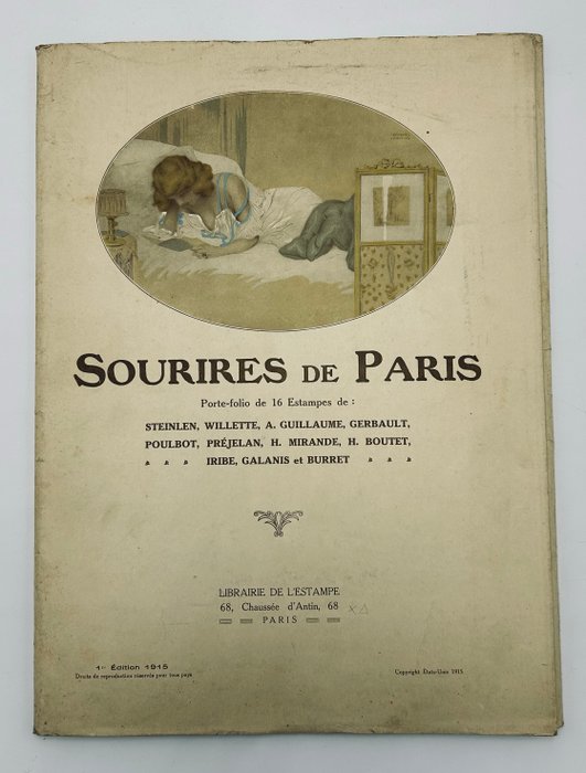 Steinlen, Willette, A. Guillaume, Gerbault...etc - Sourires de Paris. Porte-folio de 16 estampes - 1915