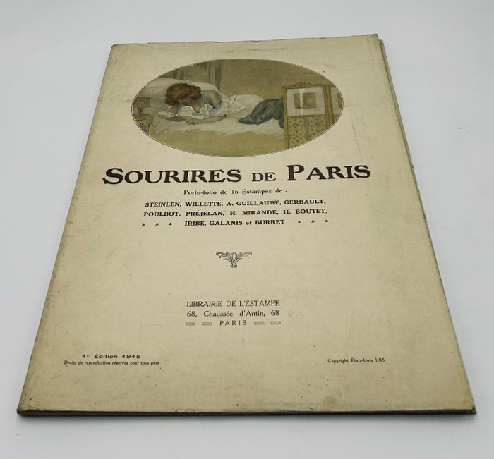 Steinlen, Willette, A. Guillaume, Gerbault...etc - Sourires de Paris. Porte-folio de 16 estampes - 1915