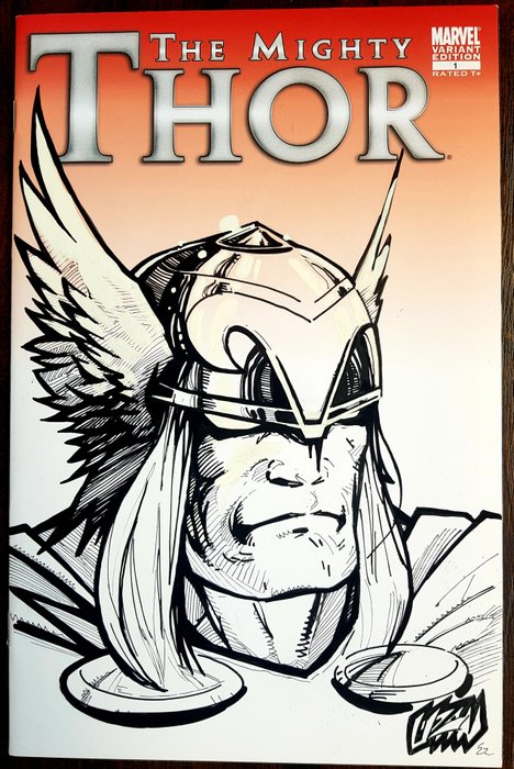 The Mighty Thor #1 Key : "1st App of Praeter"! NYCC 2022 Convention Exclusive ! - Signed and original sketch by artist Franck Uzan !! With COA !! Limited !! - 1 Signed comic - Første udgave - 2011/2022