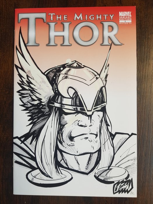 The Mighty Thor #1 Key : "1st App of Praeter"! NYCC 2022 Convention Exclusive ! - Signed and original sketch by artist Franck Uzan !! With COA !! Limited !! - 1 Signed comic - Første udgave - 2011/2022