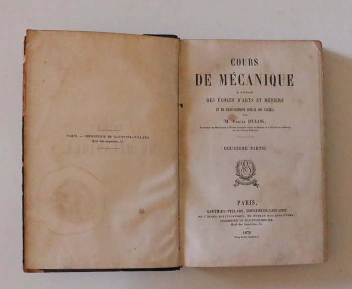 Pascal Dulos - Cours de mecanique - 1875-1879