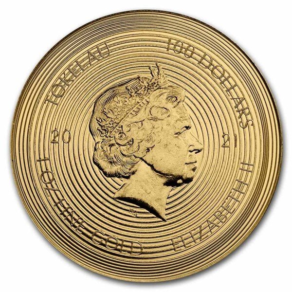 Tokelau. 2021 1 oz $100 NZD Icon Mona Lisa Gold Proof-Like Coin