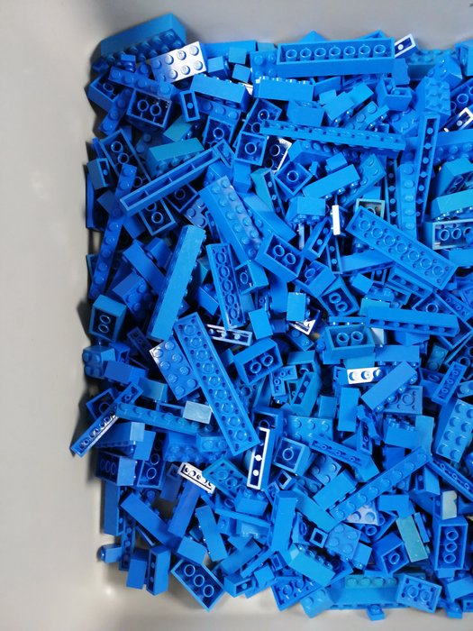 Lego - geen serie - Partij van 1000 blauwe bouwstenen - 1980-1990